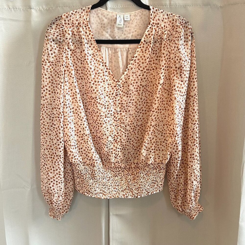 Joie Womens Top Polka Dot Oversized Small Sheer Balloon Sleeve Crop Boho 17641x